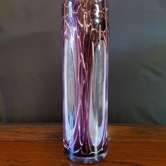 Vintage Purple Amethyst Cylindrical Vase 14" Tall - Picture 2 of 8